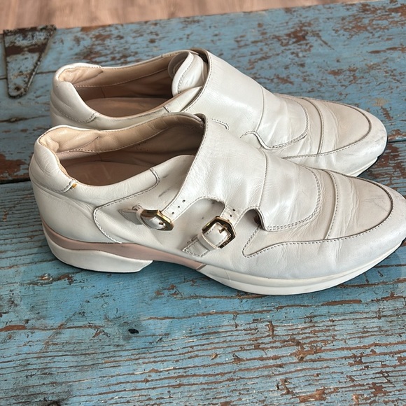 Tod’s White Leather Buckle Detail Sneakers Size 6.5 - Picture 4 of 12